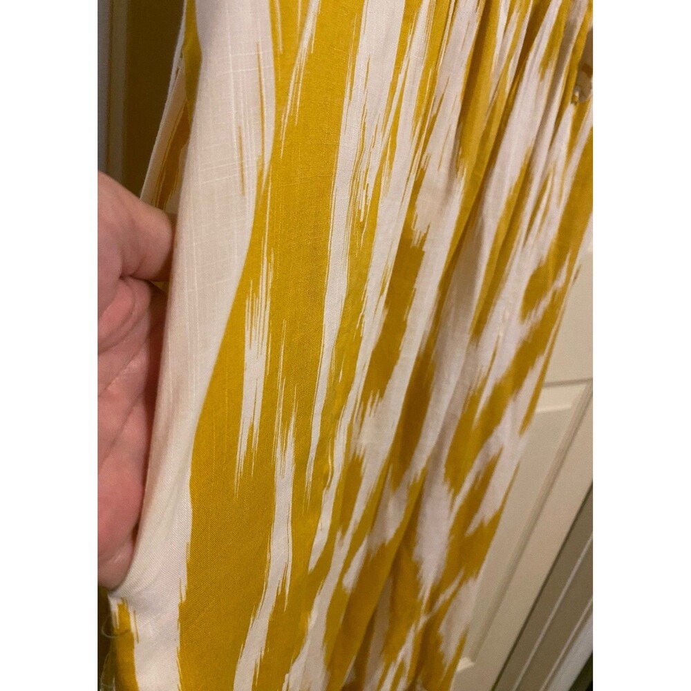 Anthropologie Maeve Cassandra Pintuck Yellow Flutter Sleeve Maxi Dress Large - Picture 12 of 16